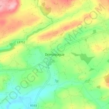 Topografische Karte Drimoleague, Höhe, Relief