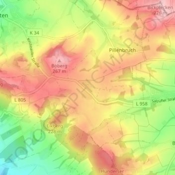 Topografische Karte Vosshagen, Höhe, Relief