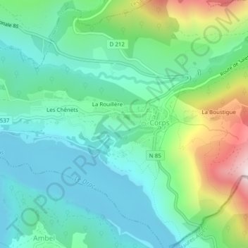 Topografische Karte Dessous Lara, Höhe, Relief