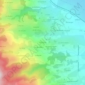 Topografische Karte Chez Delaus, Höhe, Relief