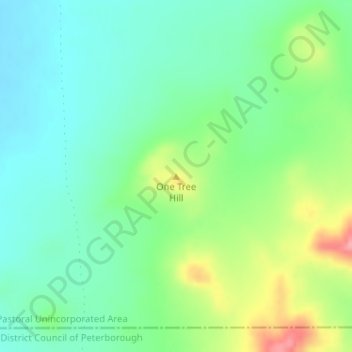 Topografische Karte One Tree Hill, Höhe, Relief