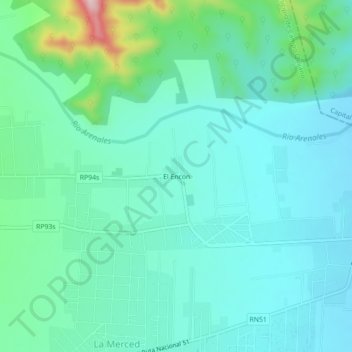 Topografische Karte El Encón, Höhe, Relief