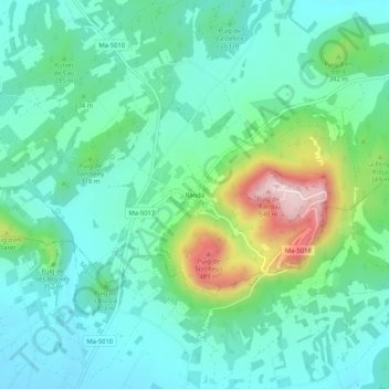 Topografische Karte Randa, Höhe, Relief