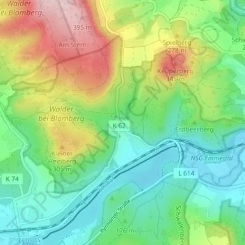 Topografische Karte Glashütte, Höhe, Relief