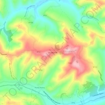 Topografische Karte San Michele, Höhe, Relief