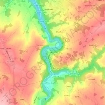 Topografische Karte Le Pin, Höhe, Relief
