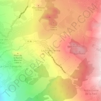 Topografische Karte La Petite Ferme, Höhe, Relief
