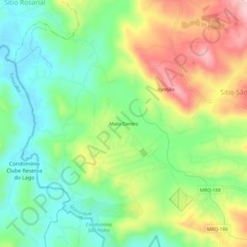 Topografische Karte Mato Dentro, Höhe, Relief