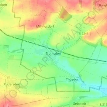 Topografische Karte Tromsdorf, Höhe, Relief