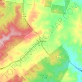 Topografische Karte Yarraman, Höhe, Relief