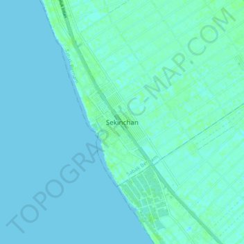 Topografische Karte Sekinchan, Höhe, Relief