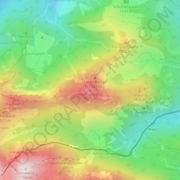Topografische Karte Hochsalwand, Höhe, Relief