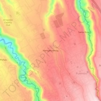 Topografische Karte Mangahuantag, Höhe, Relief