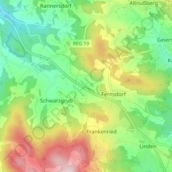 Topografische Karte Weging, Höhe, Relief