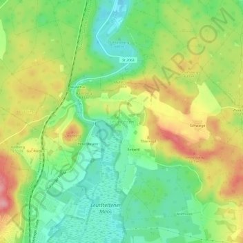 Topografische Karte Leutstetten, Höhe, Relief
