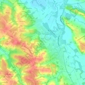 Topografische Karte Billau, Höhe, Relief