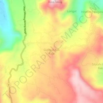 Topografische Karte Gukguk Aek Raja, Höhe, Relief