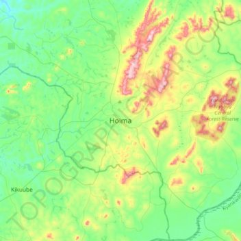 Topografische Karte Hoima, Höhe, Relief
