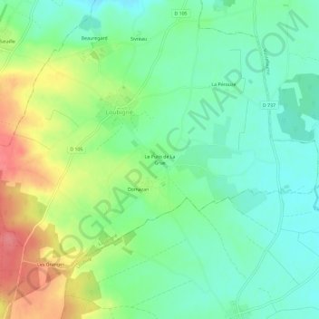 Topografische Karte Le Puits de La Grue, Höhe, Relief
