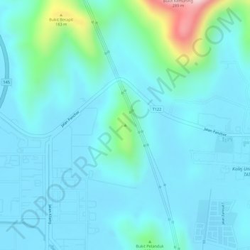 Topografische Karte Bukit Setongkol, Höhe, Relief
