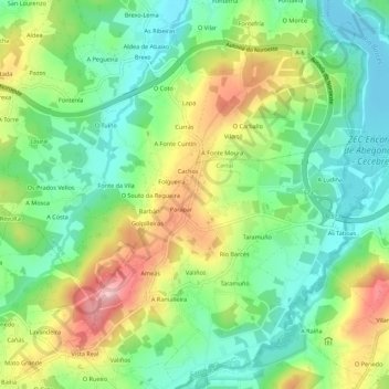 Topografische Karte A Abrigosa, Höhe, Relief