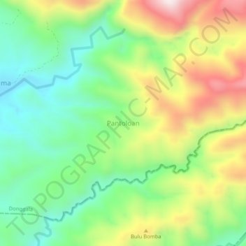 Topografische Karte Pantoloan, Höhe, Relief