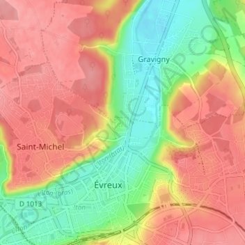 Topografische Karte La Cavée Rouge, Höhe, Relief