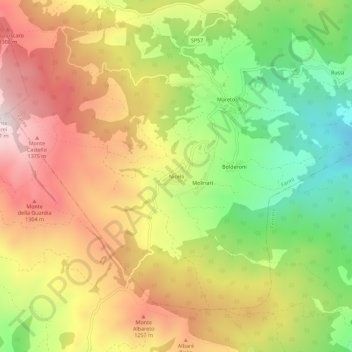 Topografische Karte Nicelli, Höhe, Relief