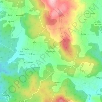 Topografische Karte Montemaior, Höhe, Relief