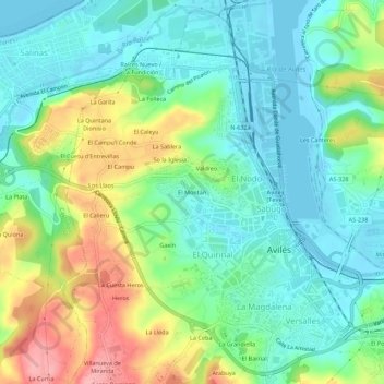 Topografische Karte El Montán, Höhe, Relief