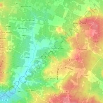 Topografische Karte Pinet, Höhe, Relief