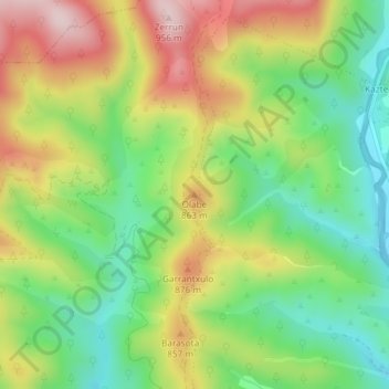 Topografische Karte Olabe, Höhe, Relief