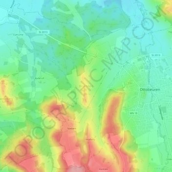 Topografische Karte Brüchlins, Höhe, Relief