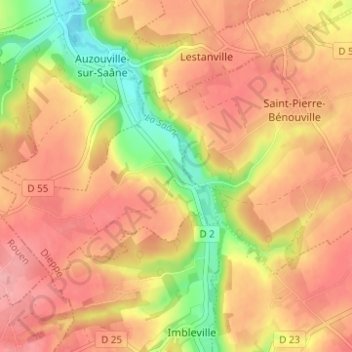 Topografische Karte Thiédeville, Höhe, Relief