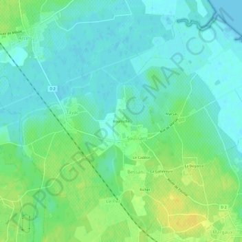 Topografische Karte Bourriche, Höhe, Relief