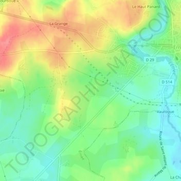 Topografische Karte Les Bas Villiers, Höhe, Relief