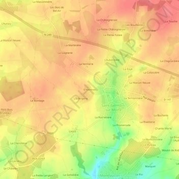 Topografische Karte L'Hameau, Höhe, Relief