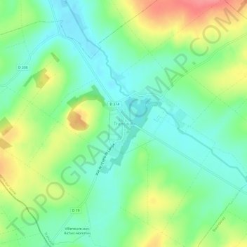 Topografische Karte Trancault, Höhe, Relief