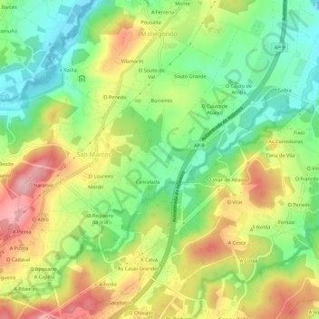 Topografische Karte Cancelada, Höhe, Relief