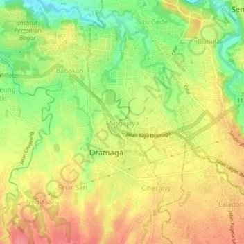 Topografische Karte Margajaya, Höhe, Relief