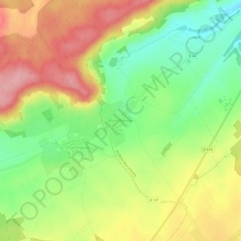 Topografische Karte Blancheville, Höhe, Relief