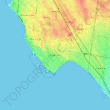 Topografische Karte Beaumaris, Höhe, Relief