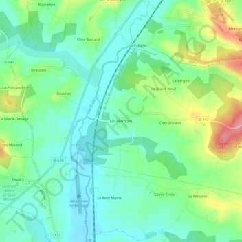 Topografische Karte Les Perrotins, Höhe, Relief