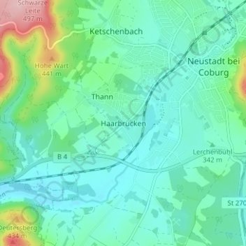 Topografische Karte Haarbrücken, Höhe, Relief
