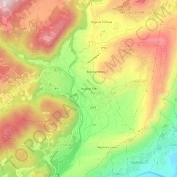 Topografische Karte Regione Firè, Höhe, Relief