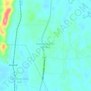 Topografische Karte Kampung Bukit Dinding, Höhe, Relief