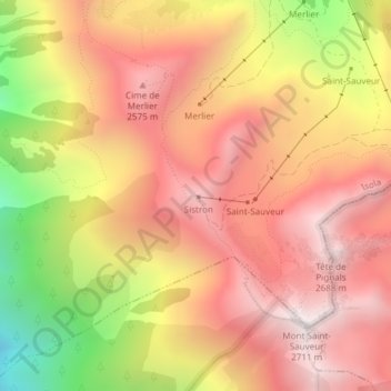 Topografische Karte Cime de Sistron, Höhe, Relief