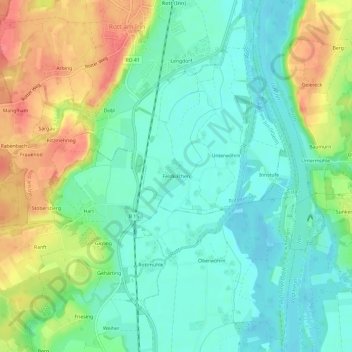 Topografische Karte Feldkirchen, Höhe, Relief