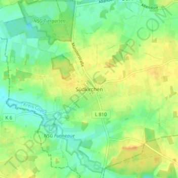 Topografische Karte Südkirchen, Höhe, Relief