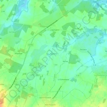 Topografische Karte Bouzeray, Höhe, Relief